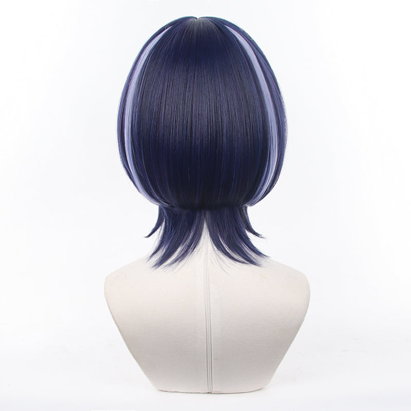 Gvavaya Game Cosplay Genshin Impact Wanderer Cosplay Wig 35cm Dark Blue Hair