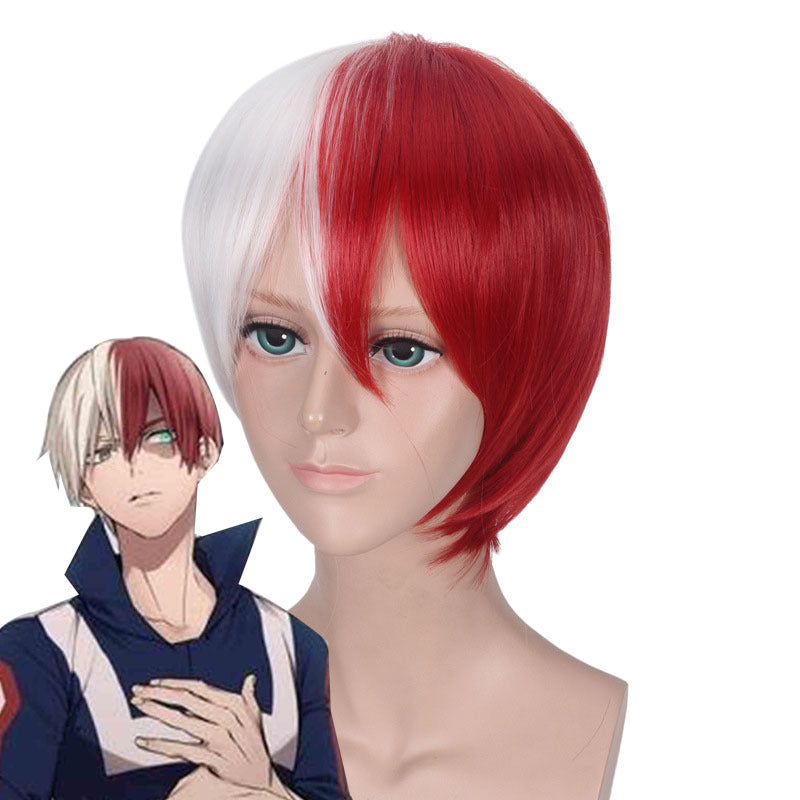 Gvavaya Anime Cosplay My Hero Academia Todoroki Shoto 35cm Red and White Cosplay Wig