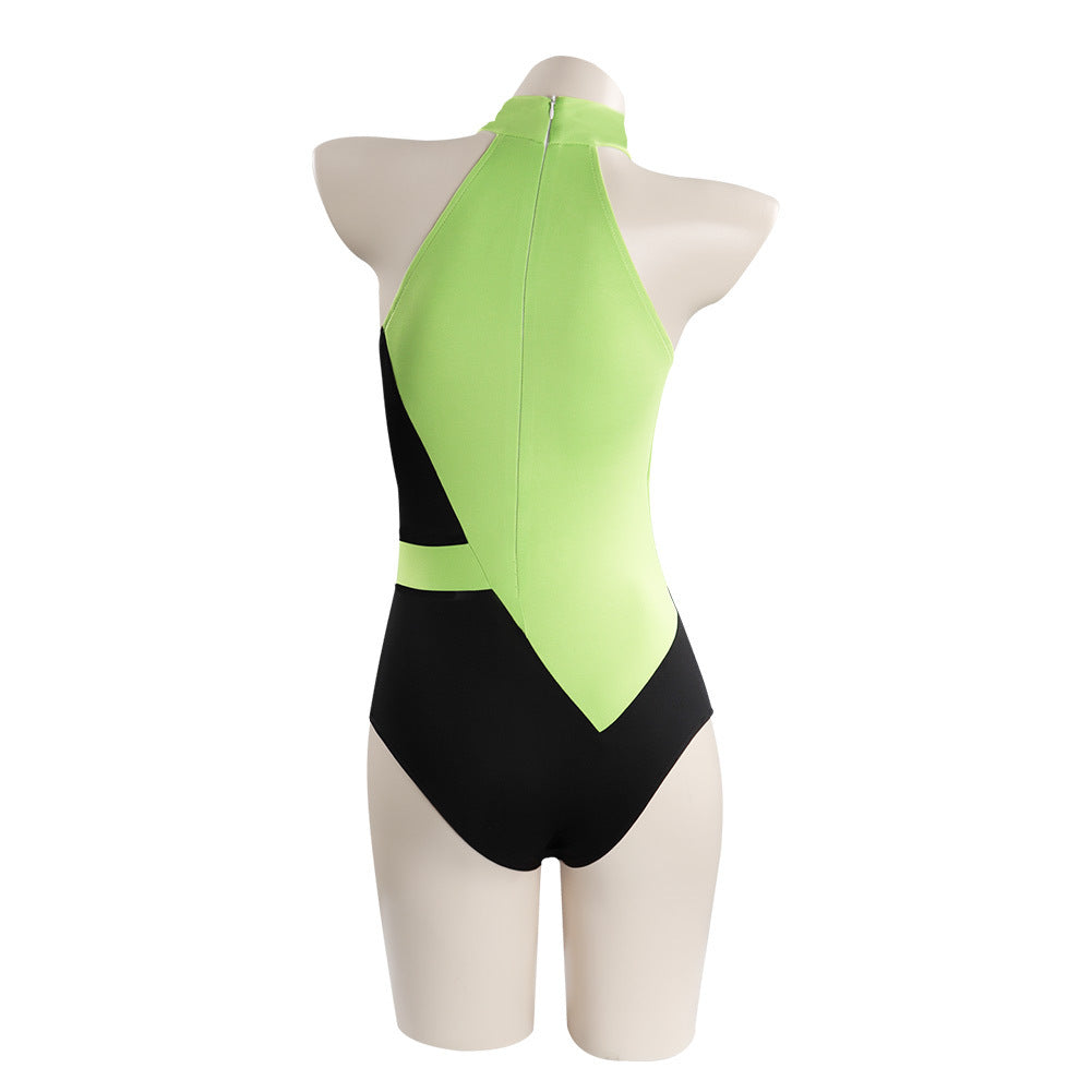 Gvavaya Anime Cosplay Kim Possible Shego Cosplay Swimsuit