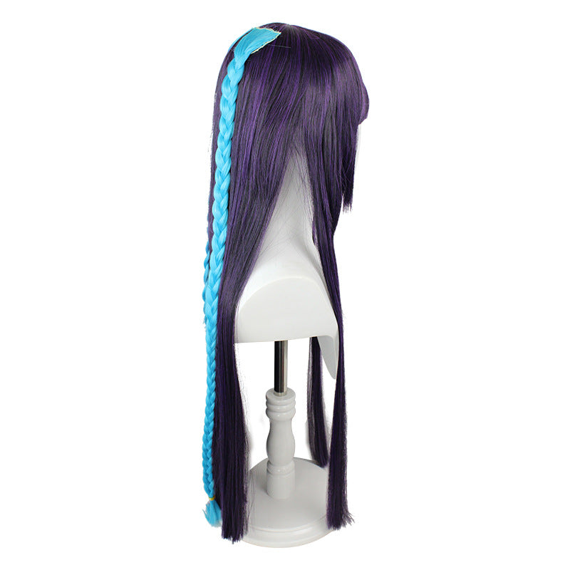 Gvavaya Game Cosplay Genshin Impact Yunjin Cosplay Wig Dark Purple & Blue 80cm Hair