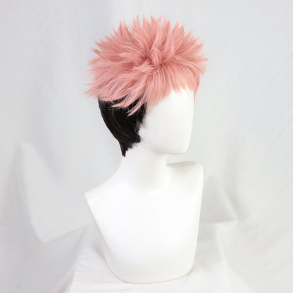 Gvavaya Cosplay Jujutsu Kaisen Yuji Itadori Cosplay Wig 30cm Pink Black Gradient Hair