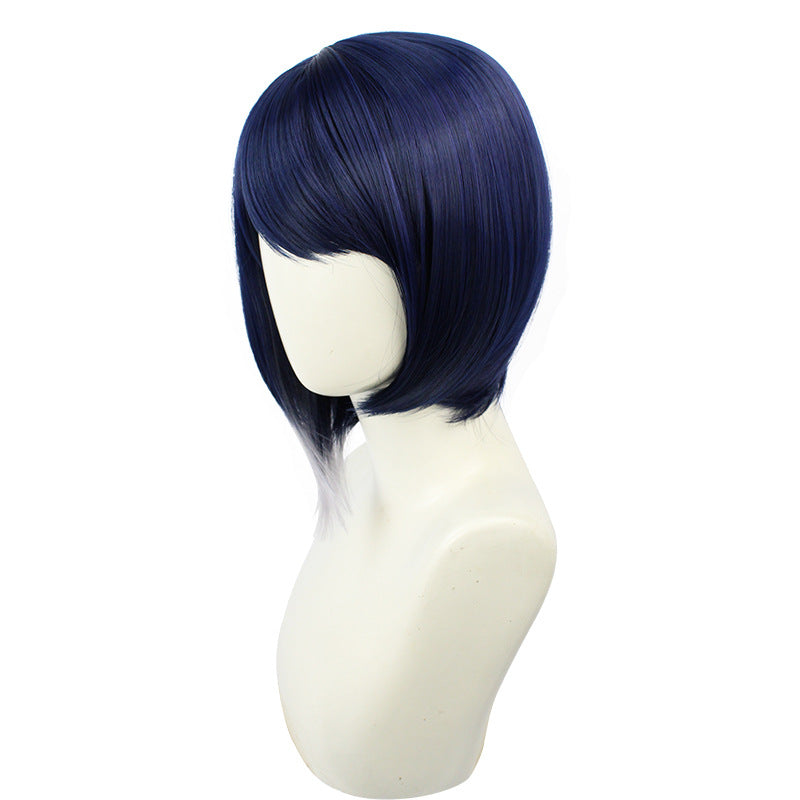 Gvavaya Game Cosplay Genshin Impact Kujou Sara Cosplay Wig Dark Blue 35cm Hair