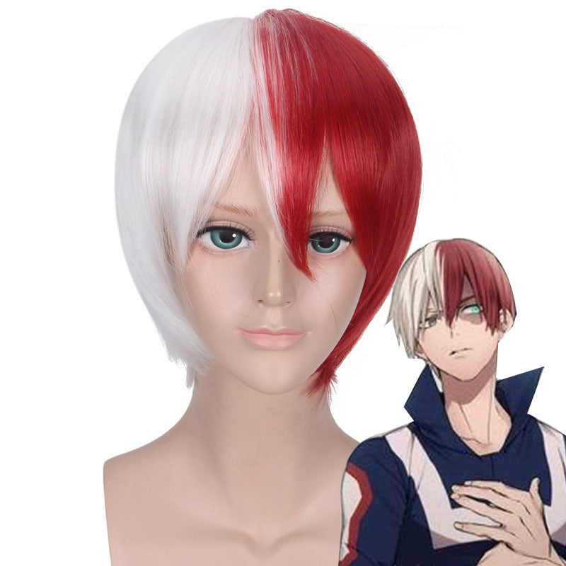 Gvavaya Anime Cosplay My Hero Academia Todoroki Shoto 35cm Red and White Cosplay Wig