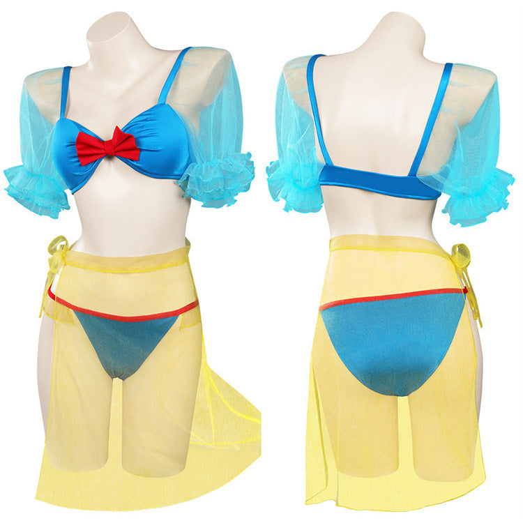 Gvavaya Cosplay Snow White Bikini Three-piece Sexy Swimsuit Beach Swimwear