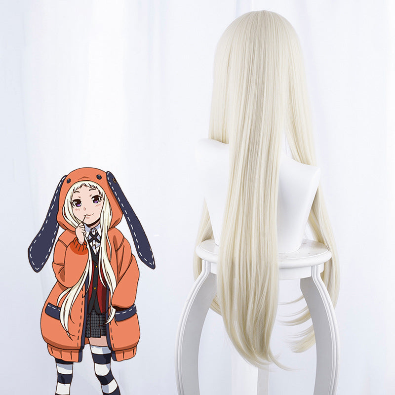 Gvavaya Anime Cosplay Kakegurui Yomozuki Runa Cosplay Wig 80cm Creamy Yellow Hair