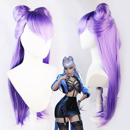Gvavaya Cosplay LOL KDA All Out Evelynn Cosplay Wig League of Legends 80cm Purple Wig K/DA